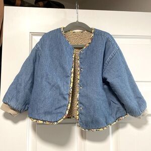 Zara reversible toddler girls denim sherpa jacket 3T
